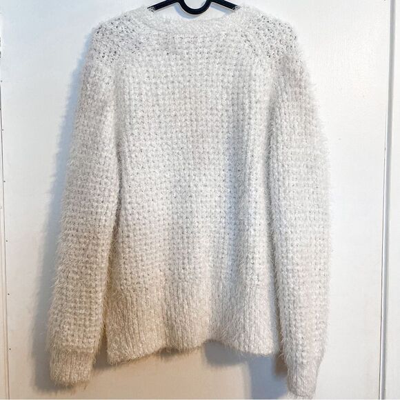 Catherine Malandrino Eyelash Cardigan Button Up White L - Picture 5 of 7